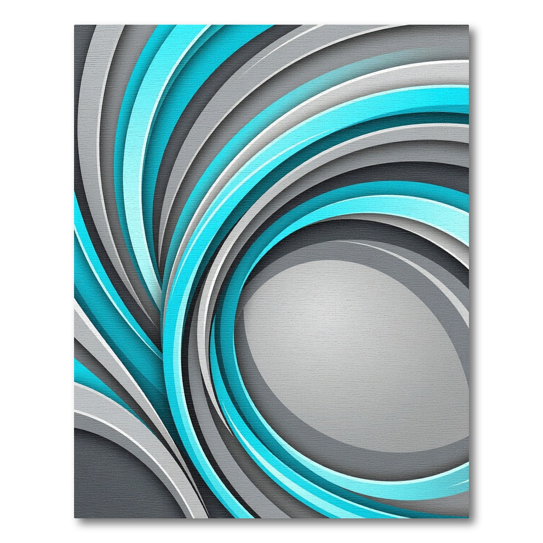 Modern Cyan and Silver Swirling Abstract Rug