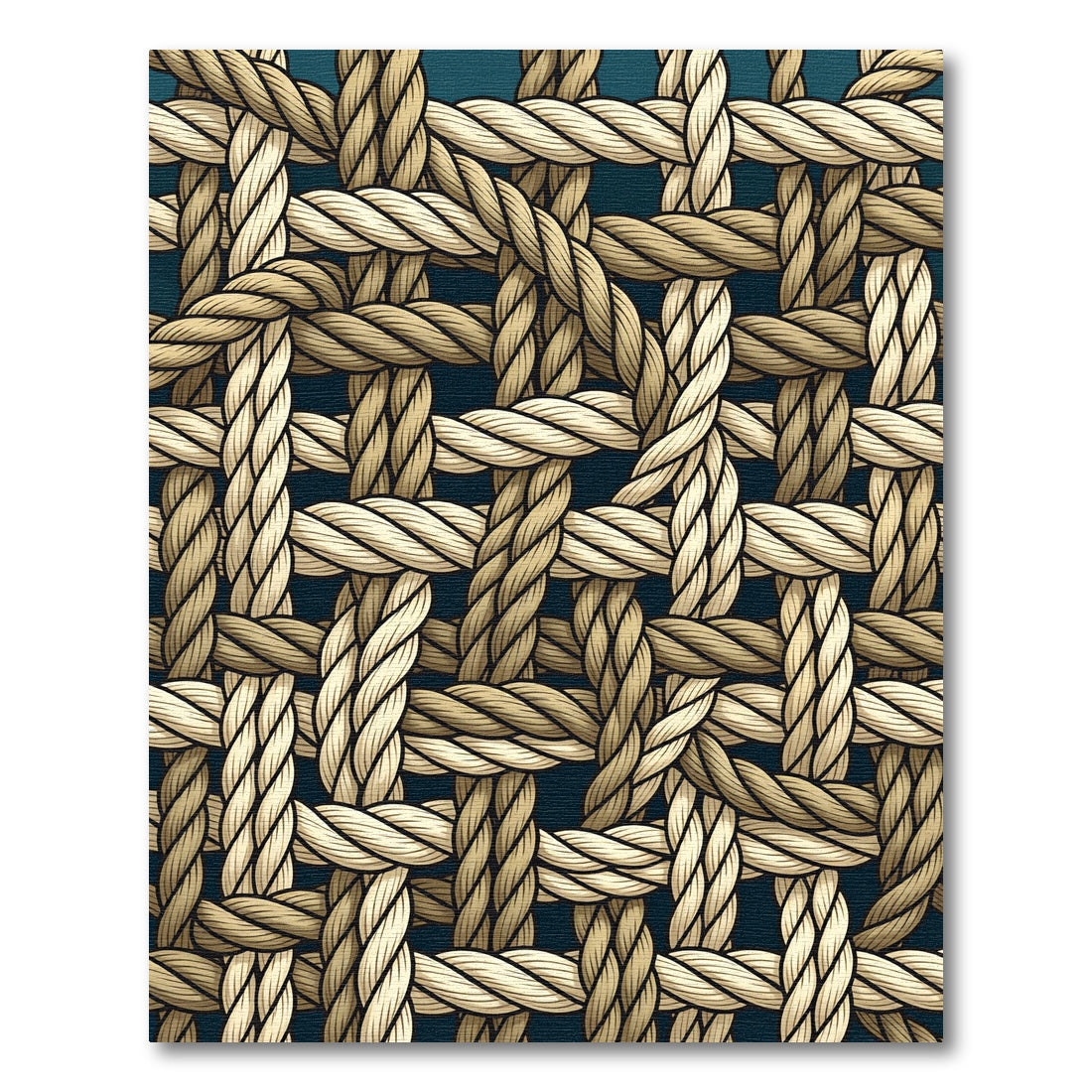 Intricate Tan Rope Weave Rug