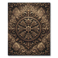 Ornate Bronze Damask Leaf Medallion Rug