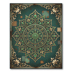 Emerald Ornate Floral Medallion Distressed Tapestry Rug