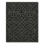 Intricate Charcoal Geometric Interlocking Lattice Rug