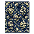 Vintage Navy Floral Lily Rose Rug