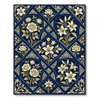 Vintage Navy Floral Lily Rose Rug