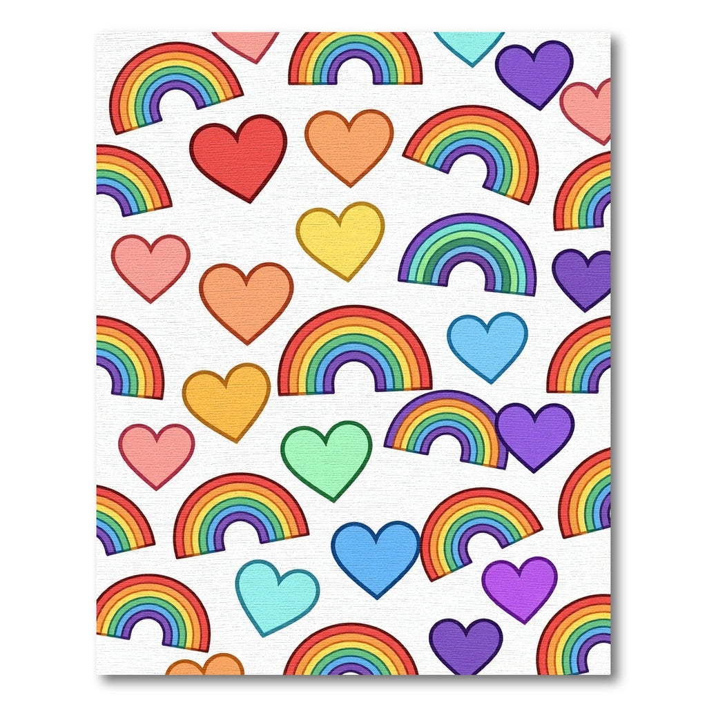 Colorful Rainbow and Heart Joyful Art Rug