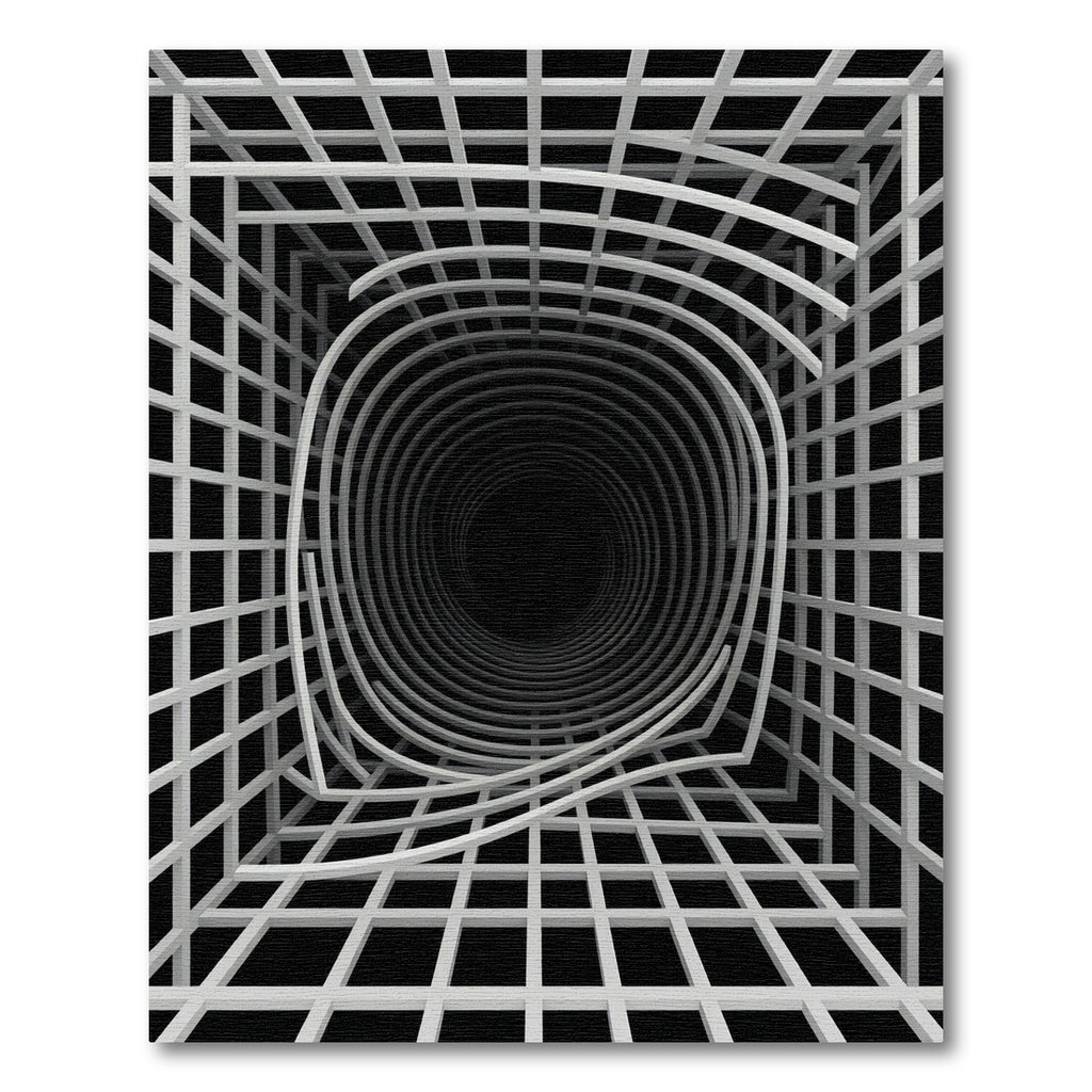 Monochrome Abstract Optical Vortex Grid Rug
