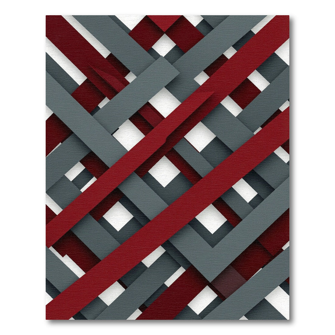 Crimson Gray Interlocking Stripes Rug