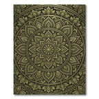 Gold Mandala Art In Black Rug
