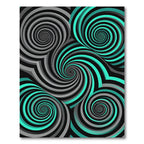 Abstract Teal and Gray Spiral Vortex Rug