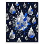 Silver Metallic Rain Blue Ink Splash Rug