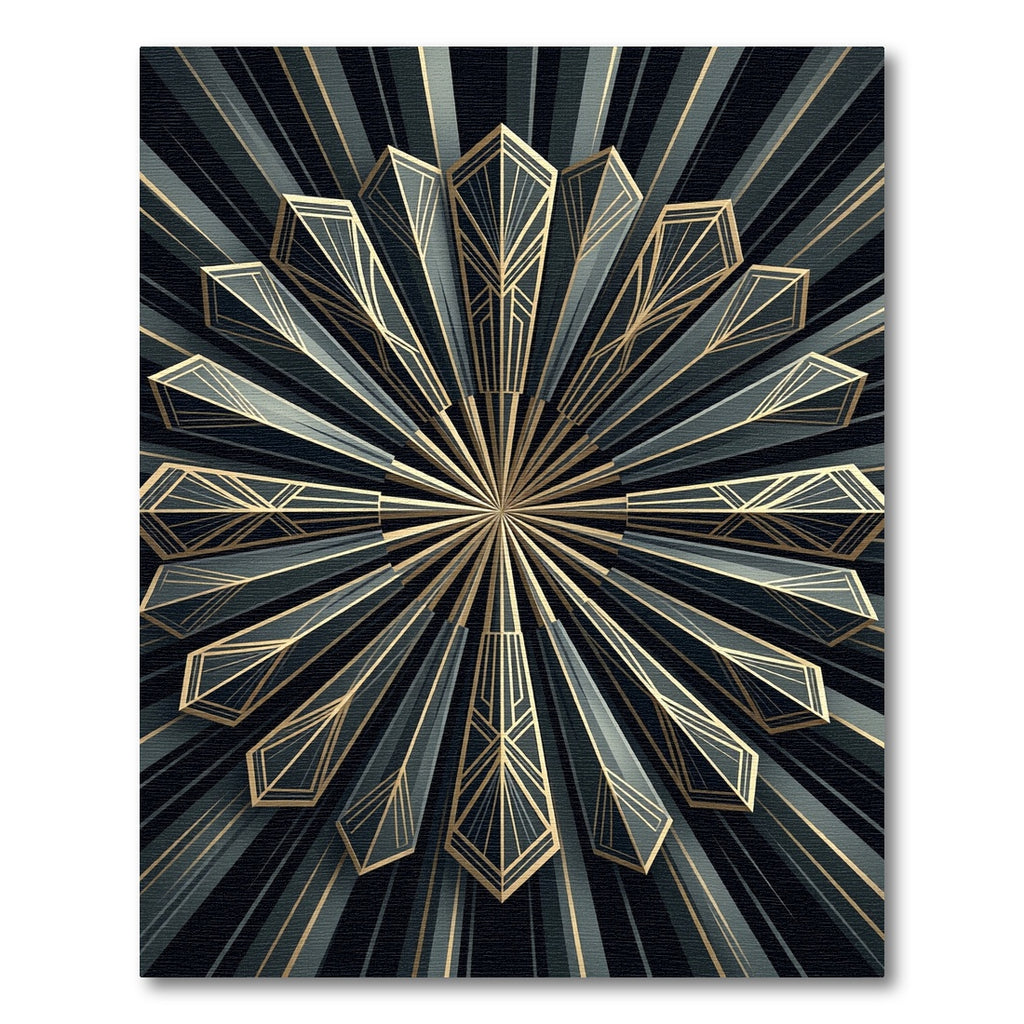 Art Deco Gold Black Sunburst Rug