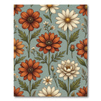 Vintage Autumn Daisy Floral Sage Rug