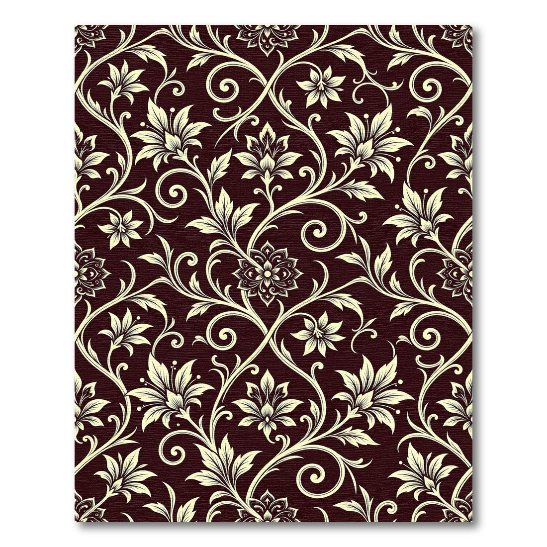 Dark Crimson Vintage Floral Scroll Rug