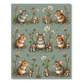 Whimsical Sage Mouse and Mushroom Garden Rug