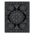 Elegant Charcoal Floral Mandala Medallion Rug