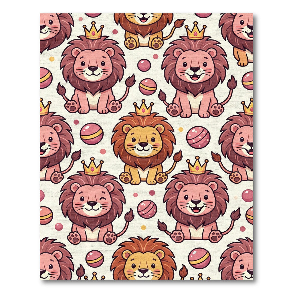 Cute Royal Lion and Ball Wallpaper Rug