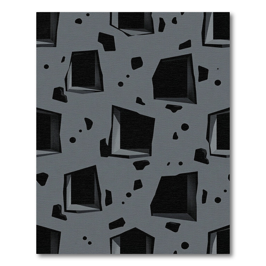Abstract Gray Cutout Geometric Grid Rug