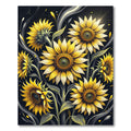 Vibrant Golden Sunflower Floral Art Rug