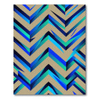 Geometric Blue and Tan Chevron Illusion Rug