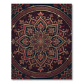 Ornate Crimson Gold Greek Key Medallion Rug