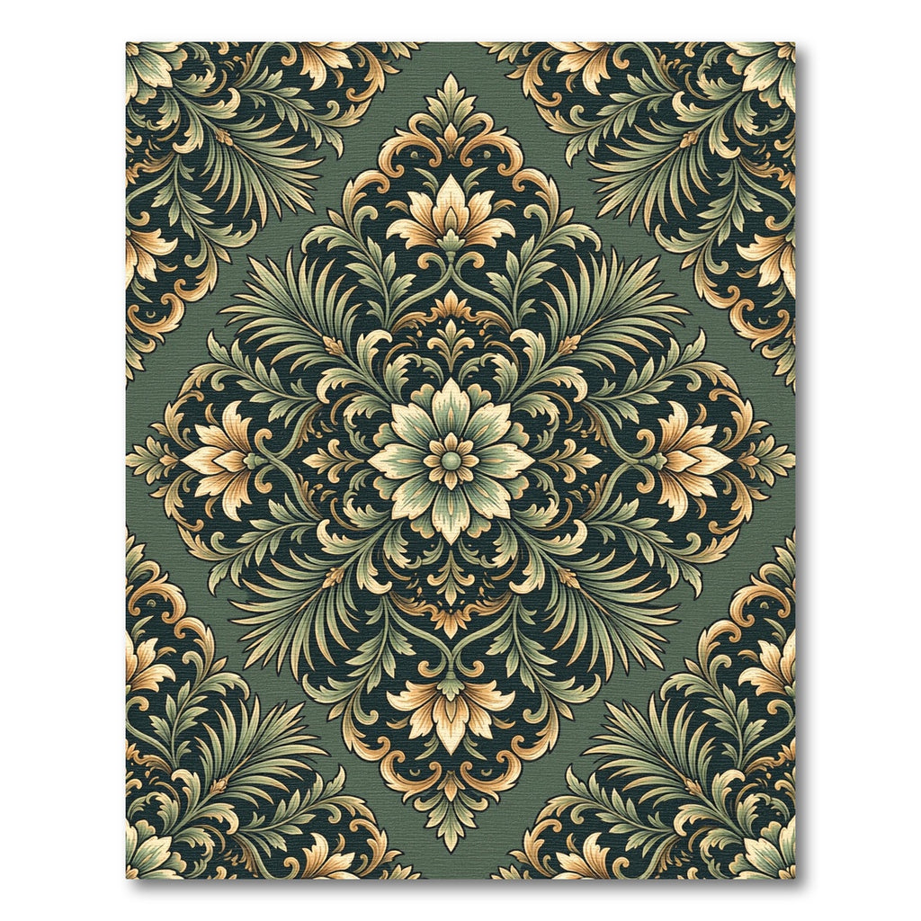 Rich Emerald Floral Acanthus Scroll Rug