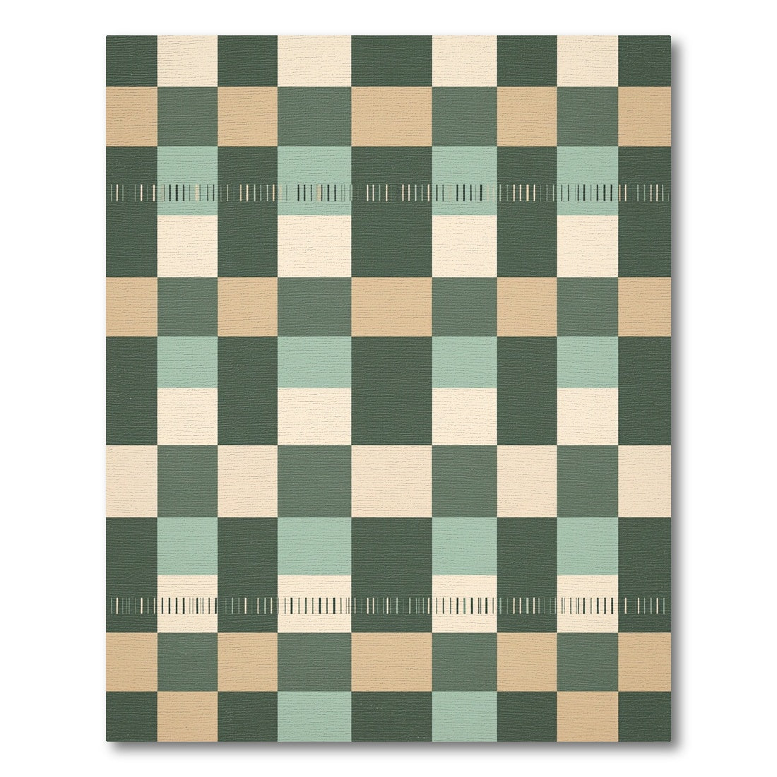 Sage and Sand Geometric Checkered Tile Rug