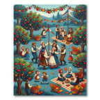 Whimsical Folk Orchard Harvest Celebration Rug