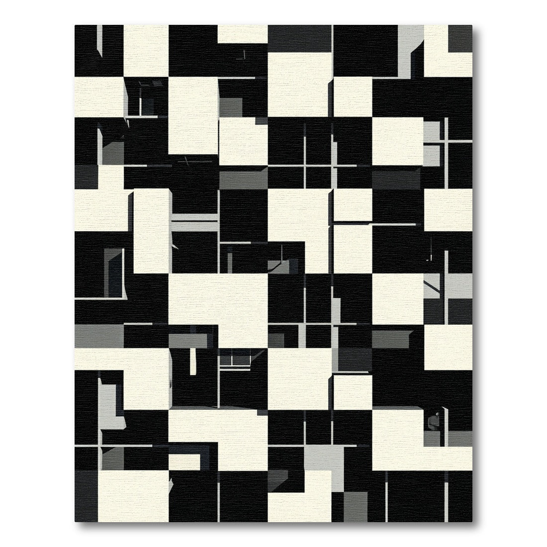 Monochromatic Geometric Architectural Collage Rug