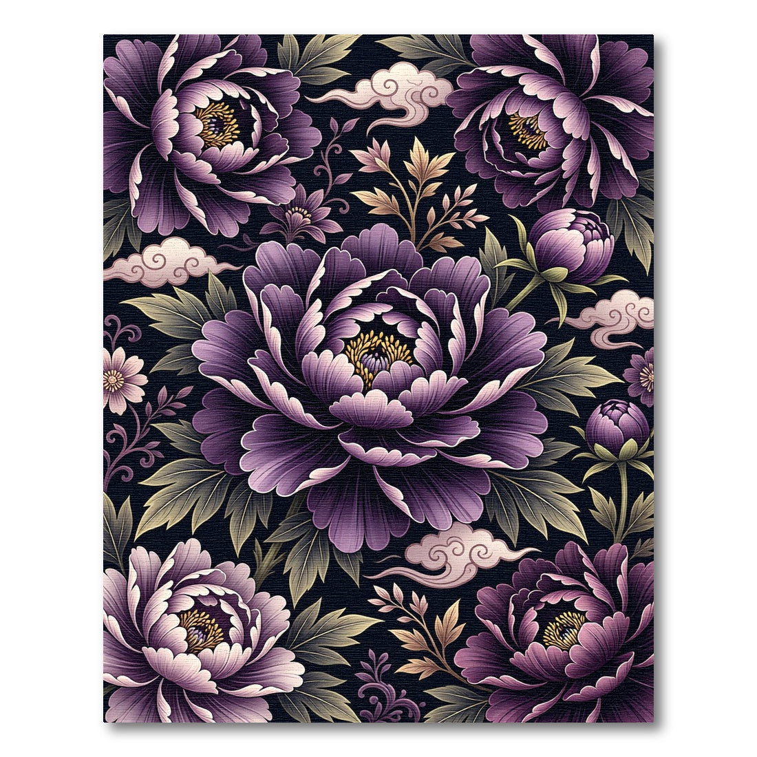 Velvet Purple Peony Cloud Illustration Rug