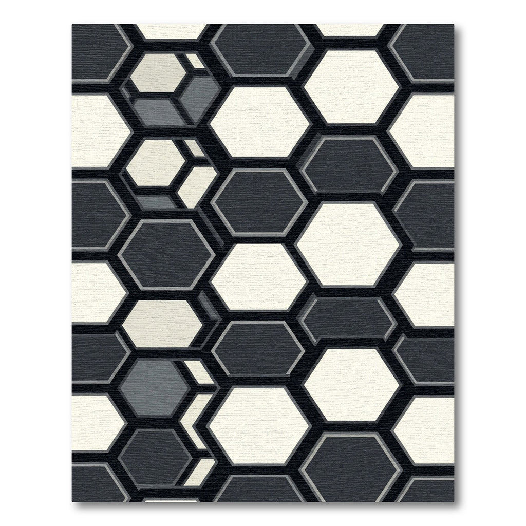 Modern Monochrome Geometric Hexagon Abstract Rug