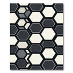 Modern Monochrome Geometric Hexagon Abstract Rug