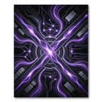 Futuristic Violet Circuitry Abstract Rug