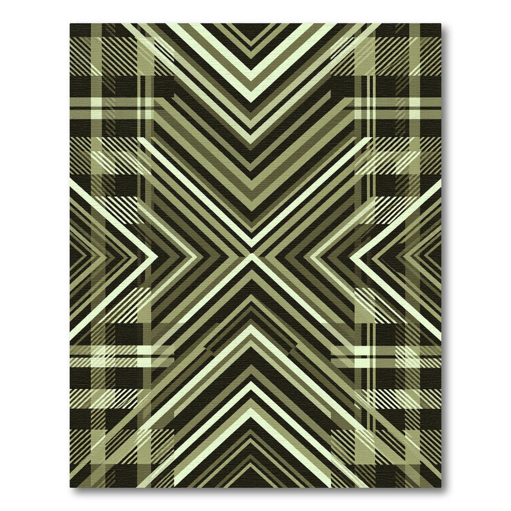 Modern Olive Geometric Chevron Plaid Rug