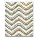 Neutral Wavy Chevron Layered Abstraction Rug