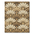 Elegant Golden Fan Feather Art Deco Rug