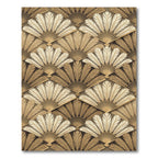Elegant Golden Fan Feather Art Deco Rug