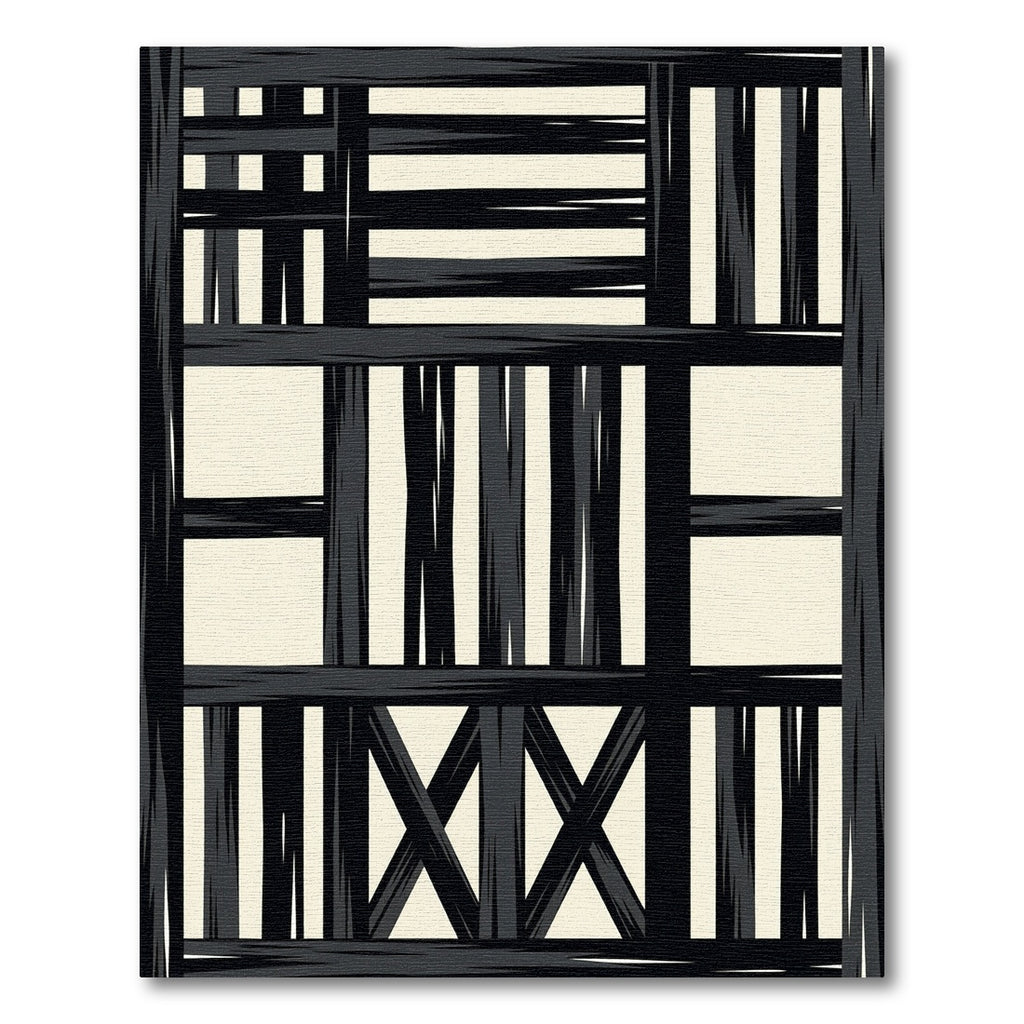 Bold Black Cream Geometric Overlay Rug