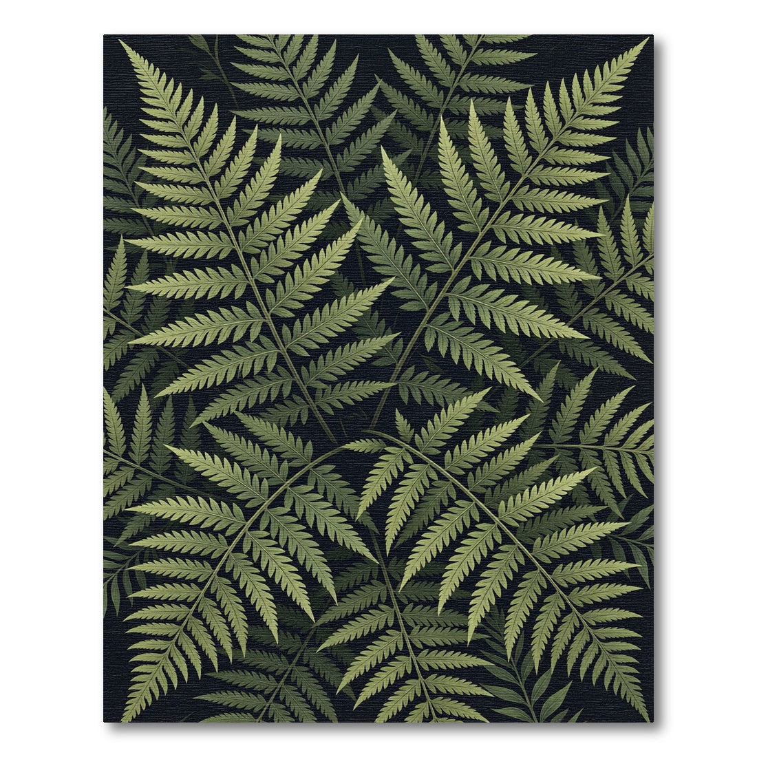 Forest Green Fern Frond Repeats Rug