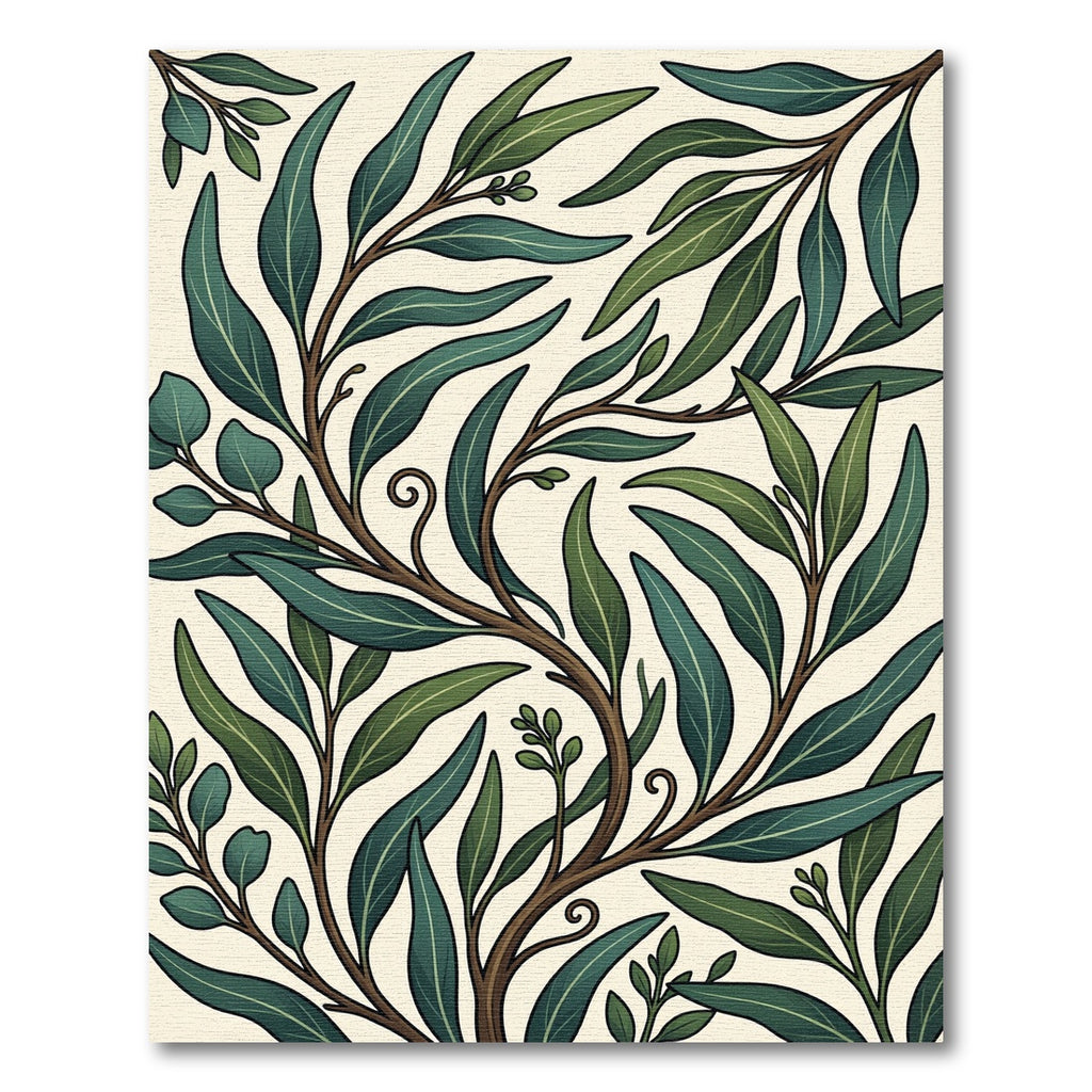 Lush Green Eucalyptus Botanical Foliage Rug