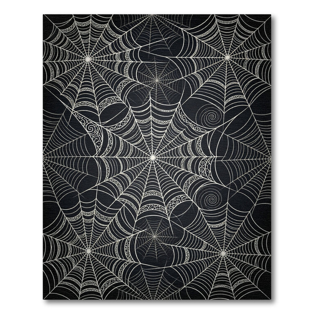 Black White Spiderweb Intricate Web Rug