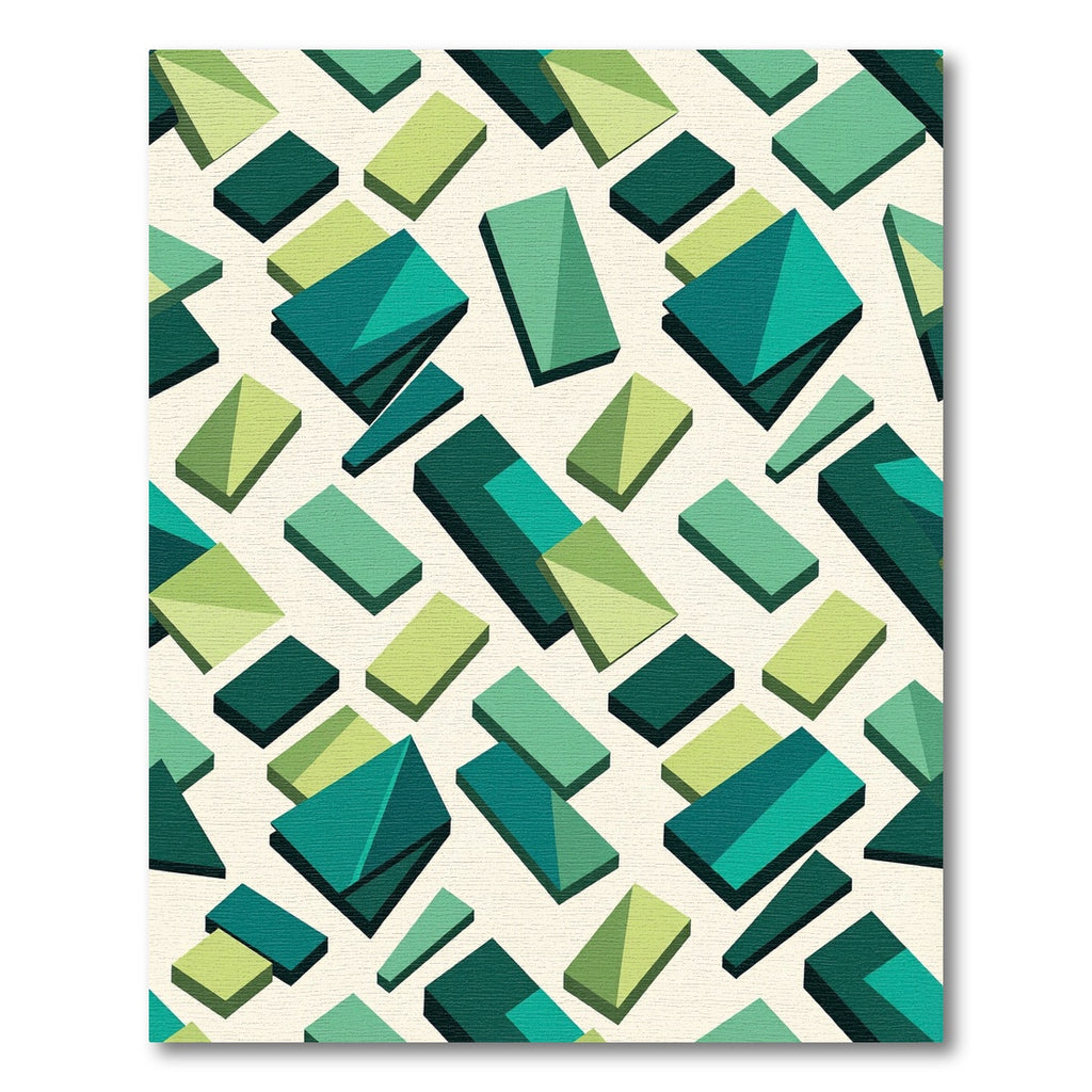 Modern Emerald Geometric Block Rug