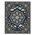 Midnight Floral Medallion with Serene Clouds Rug