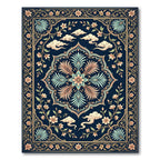 Midnight Floral Medallion with Serene Clouds Rug