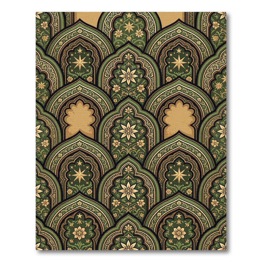 Emerald Green Archway Floral Medallion Rug