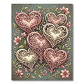 Ornate Pink Swirl Hearts Floral Rug
