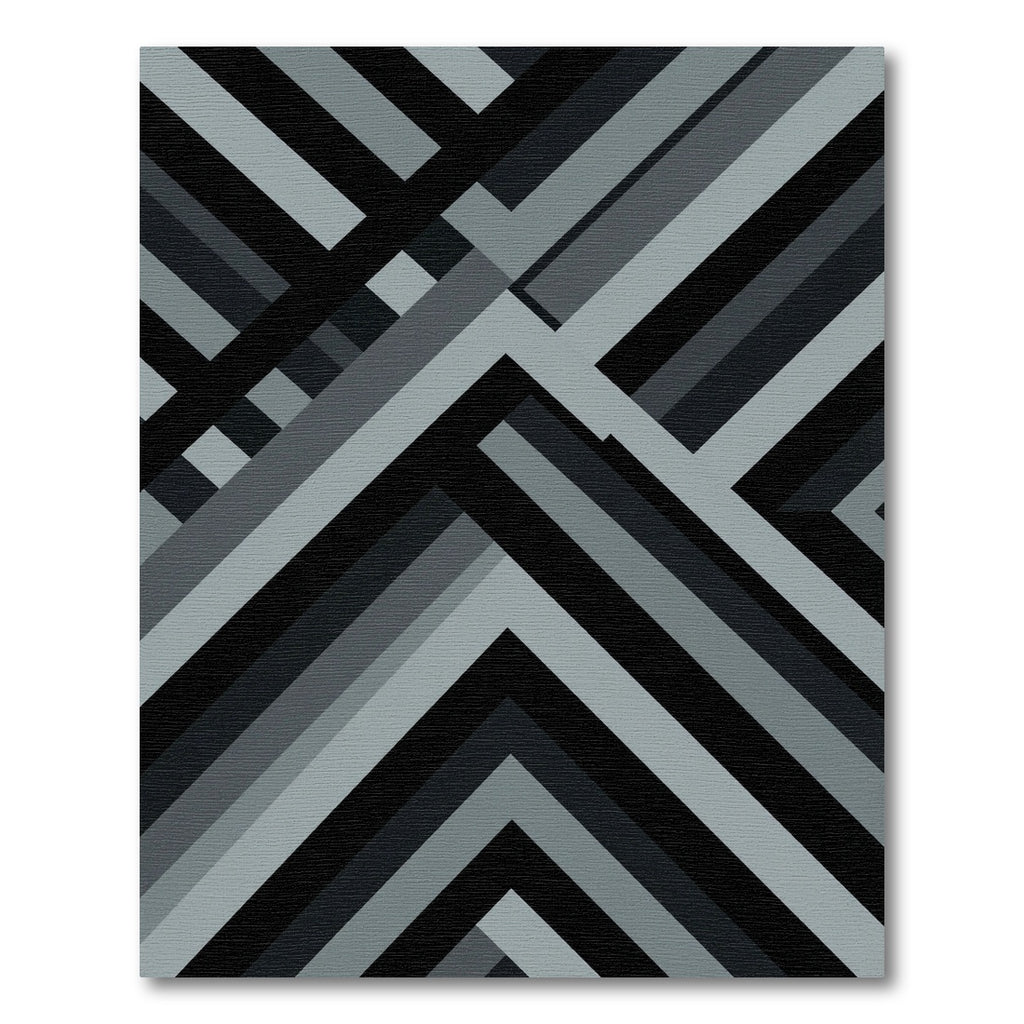 Modern Monochrome Geometric Angular Stripe Rug