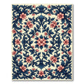Elegant Navy Coral Floral Scrollwork Rug