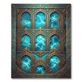 Ornate Arched Gold Water Teal Artwork Rug