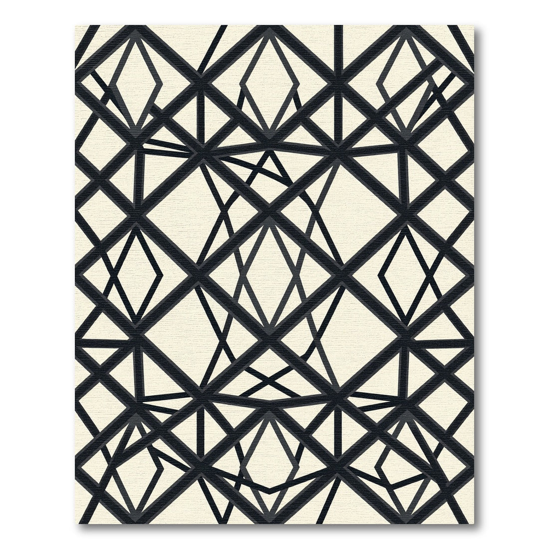 Monochrome Geometric Diamond Intersecting Lines Rug