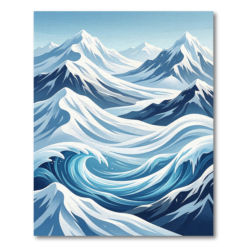 Blue Mountains Oceanic Wave Abstract Art Rug
