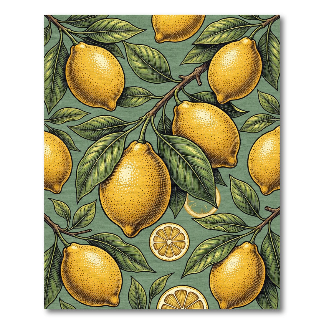 Classic Yellow Lemon Fruit Botanical Rug